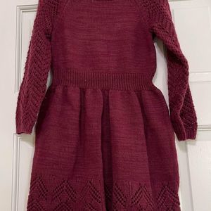 Cat & Jack Girls' Sweater Dress Size XS - Burgundy Deep Red with Sparkles